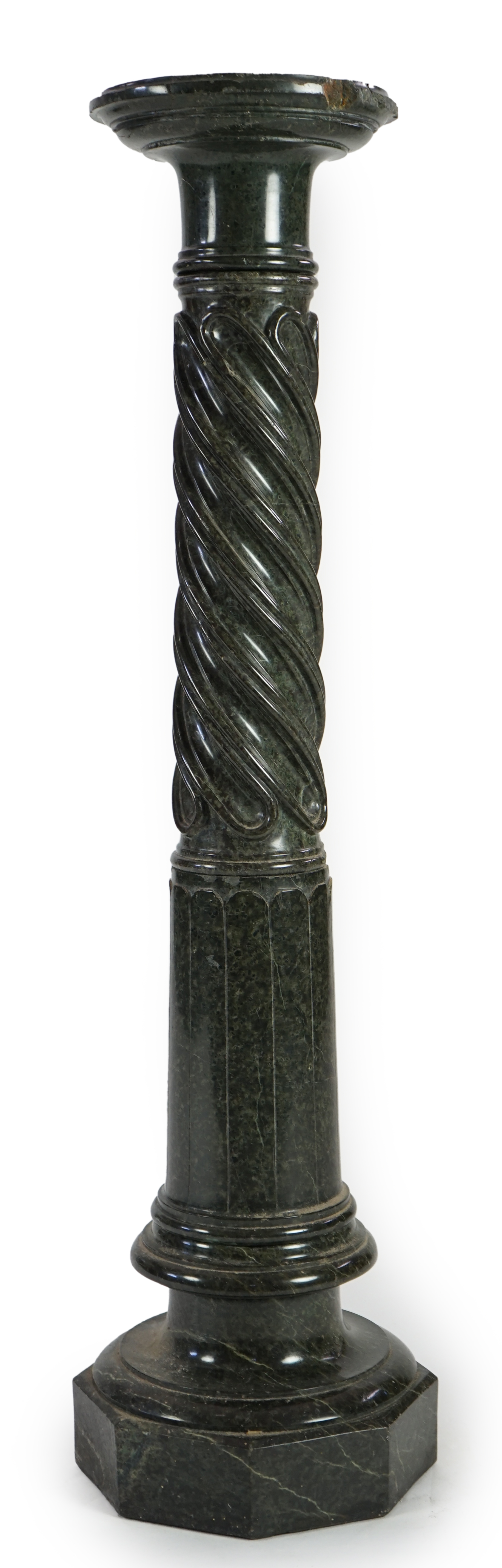 A Victorian green serpentine pedestal